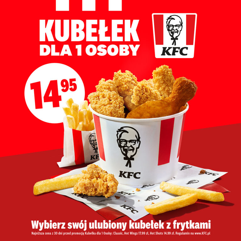 Kubełek dla 1 osoby za 14,95 w KFC!
