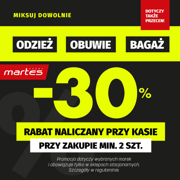 -30% na odzież, obuwie i bagaż!