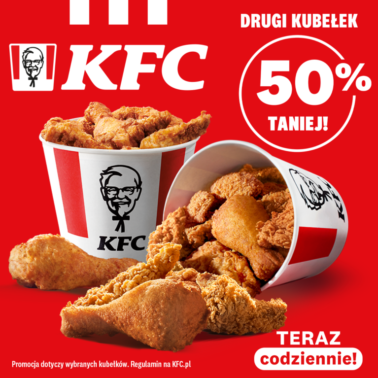 Drugi Kubełek 50% Taniej TERAZ codziennie w KFC!